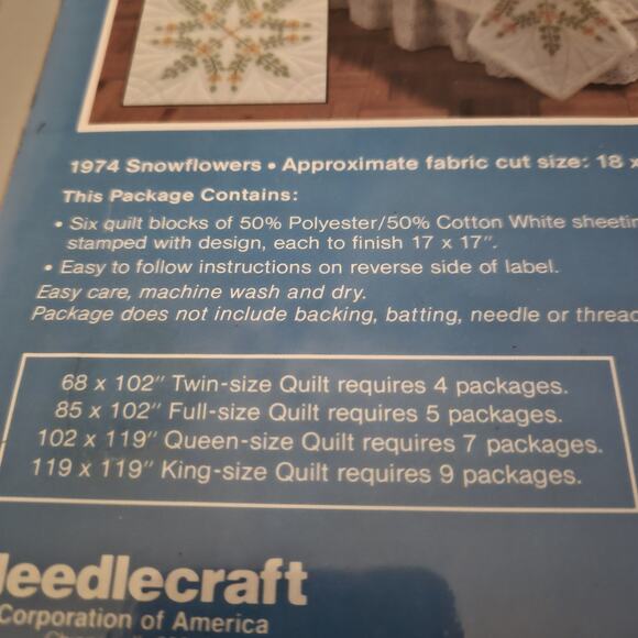 WonderArt Quilt Blocks SNOWFLOWER  18"x18" (17x17 Finished) -Set of 6 - Picture 2 of 4